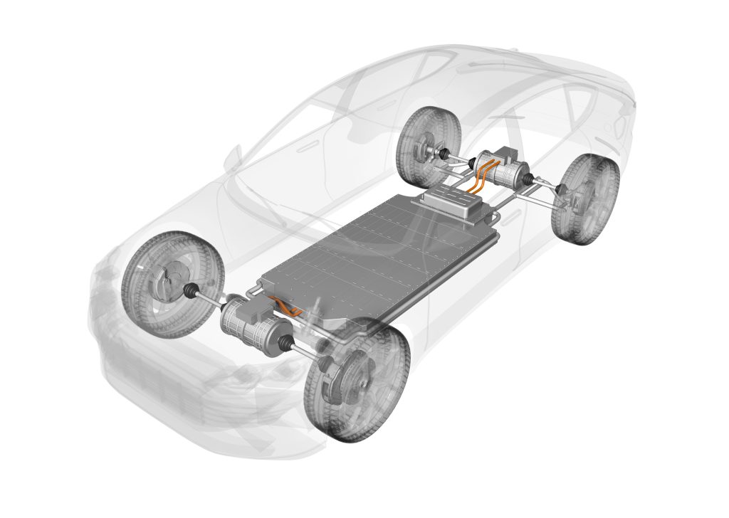 Technische Darstellung eines E-Autos