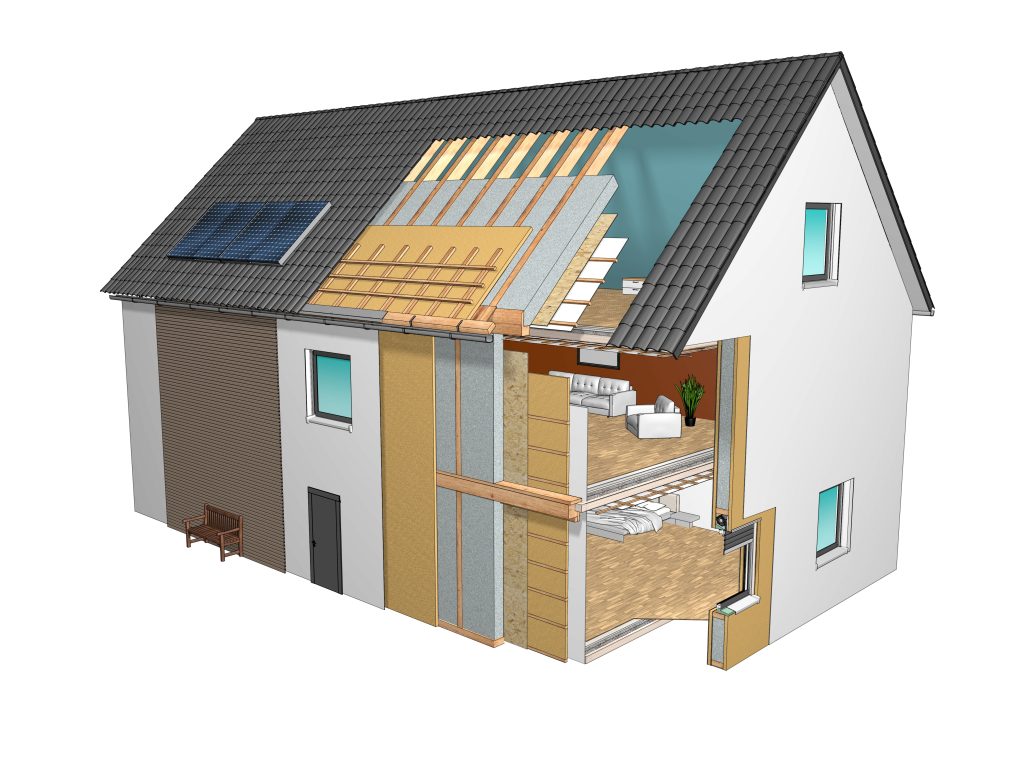 Baumaterialien eines Fertighauses