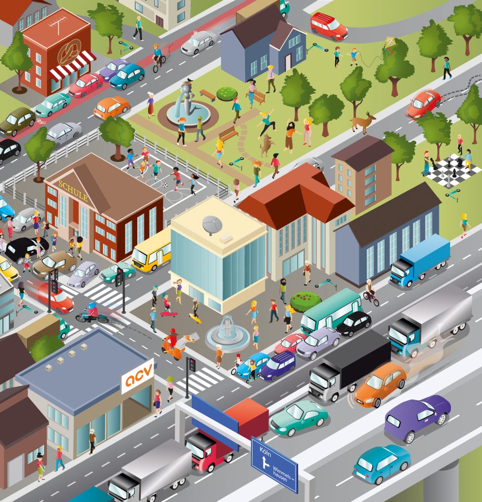 Wimmelbild Verkehrsregeln