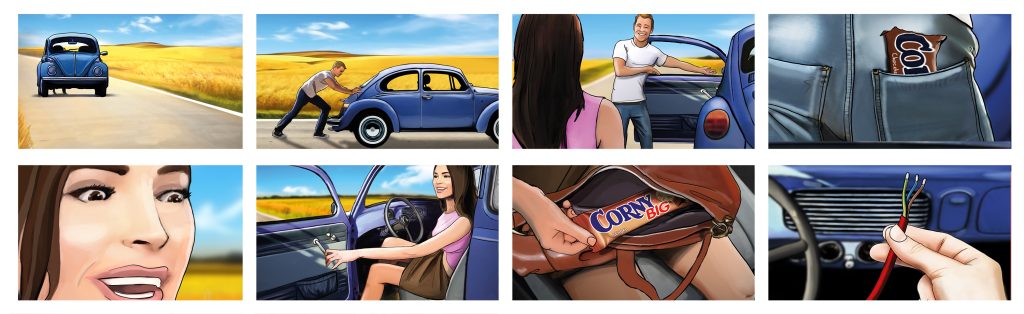 Storyboard Zeichnung Corny