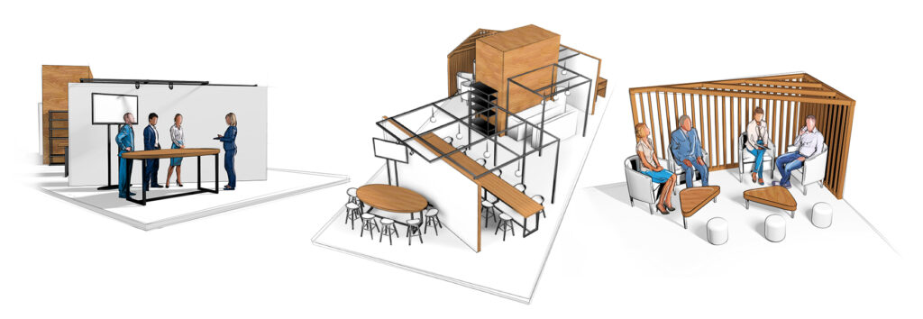 Messestandkonzepte Skizzen